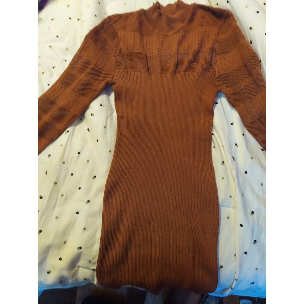 Brown knit dress